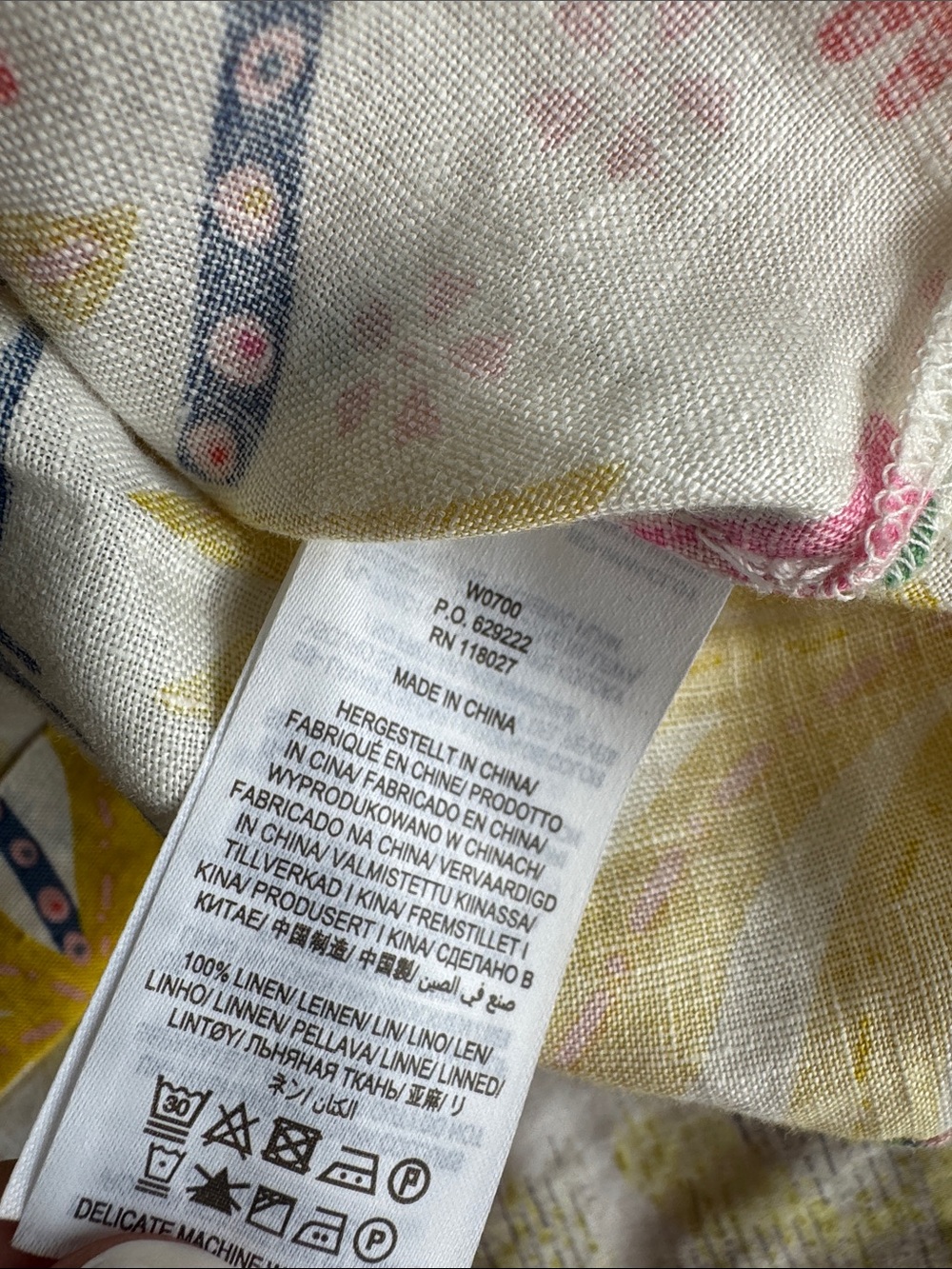 Boden Floral Palm Print Blouse in White, Yellow, Pink & Blue - Picture 4 of 7